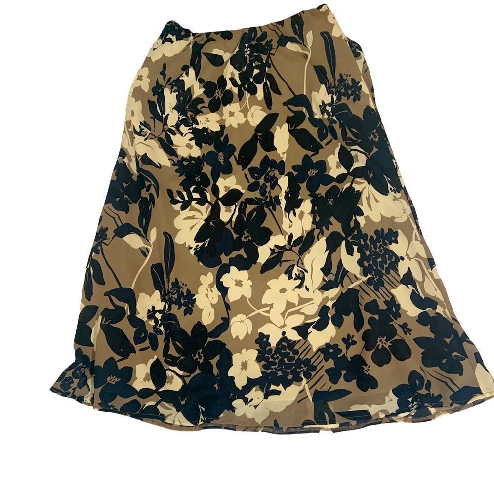 CATO LEAF Print Neutral Maci Skirt Size 14/16